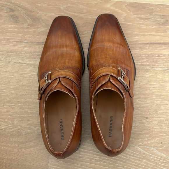 Magnanni Men's Manning Monk Strap Dress Shoes Cognac Brown Leather Size 11 - Picture 5 of 10
